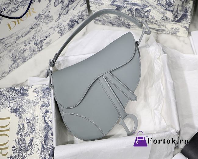 Dior Saddle Bag Original Leather Frosted Rock Gray M9001 25.5cm - 1