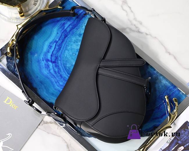 Dior Saddle Bag Original Leather Frosted Black M9001 25.5cm - 1