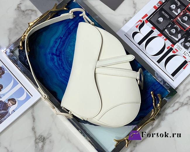 Dior Saddle Bag Original Leather Frosted White M9001 25.5cm - 1