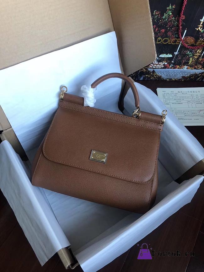 Dolce & Gabbana Sicily Small Leather Brown 25cm - 1
