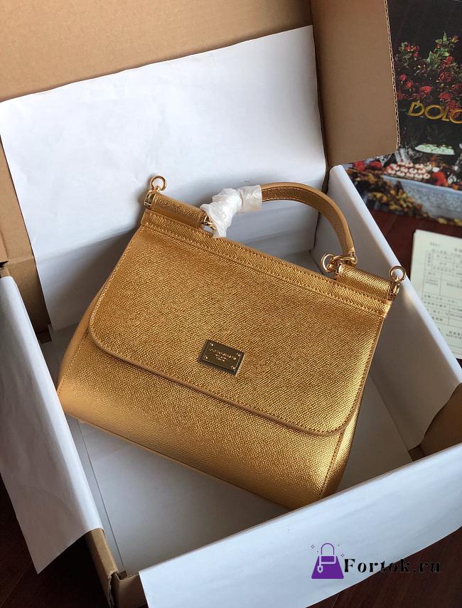 Dolce & Gabbana Sicily Small Leather Gold 25cm - 1