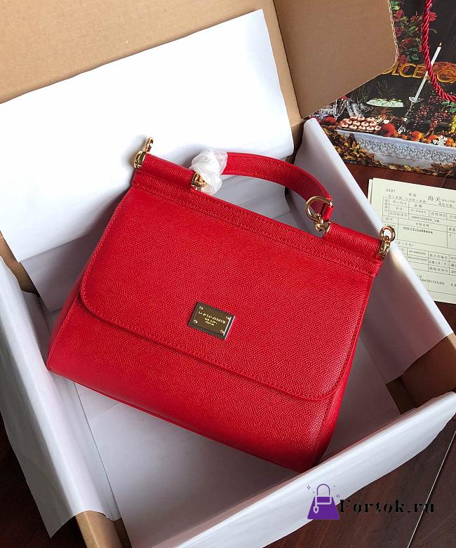  Dolce & Gabbana Sicily Small Leather Red 25cm - 1