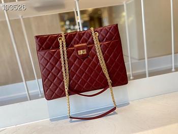 Chanel Original Lather Shopping Bag Red AS6611 35cm