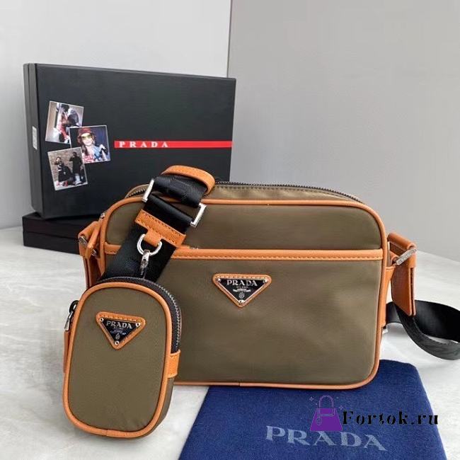 Prada Crossbody Bag Nylon Material Brown 2VH048 23cm - 1