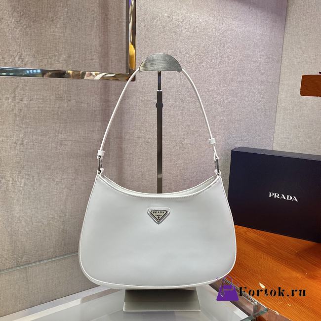Prada Cleo brushed leather shoulder bag White 1BC499 26.5cm - 1