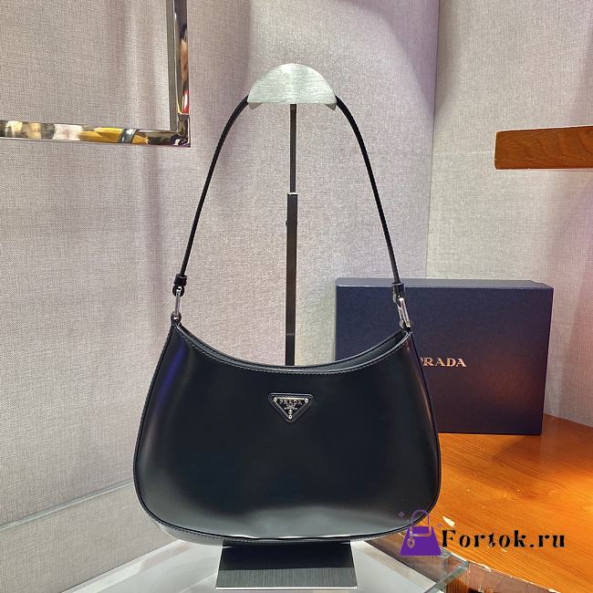 Prada Cleo brushed leather shoulder bag Black 1BC499 26.5cm - 1