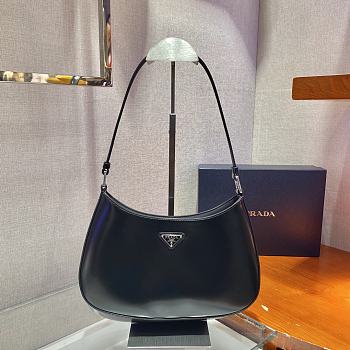 Prada Cleo brushed leather shoulder bag Black 1BC499 26.5cm