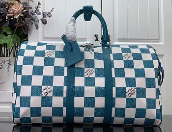 Louis Vuitton Keepall Bandoulière in Teal Blue N80404 45cm