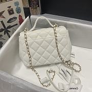 Chanel Mini Flap Bag Top Handle Grained Calfskin White 93749 19cm - 5