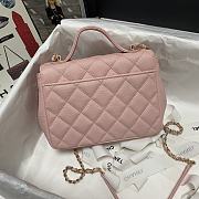 Chanel Mini Flap Bag Top Handle Grained Calfskin Dusty Pink 93749 19cm - 3