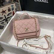 Chanel Mini Flap Bag Top Handle Grained Calfskin Dusty Pink 93749 19cm - 1