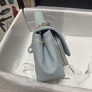 Chanel Mini Flap Bag Top Handle Grained Calfskin Dusty Blue 93749 19cm - 2