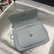 Chanel Mini Flap Bag Top Handle Grained Calfskin Dusty Blue 93749 19cm - 5