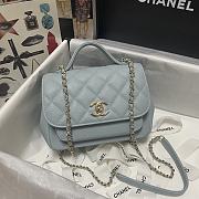 Chanel Mini Flap Bag Top Handle Grained Calfskin Dusty Blue 93749 19cm - 1