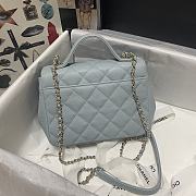 Chanel Mini Flap Bag Top Handle Grained Calfskin Dusty Blue 93749 19cm - 3