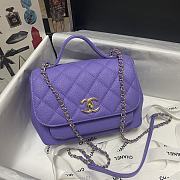 Chanel Mini Flap Bag Top Handle Grained Calfskin Purple 93749 19cm - 1