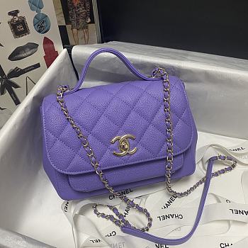 Chanel Mini Flap Bag Top Handle Grained Calfskin Purple 93749 19cm