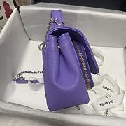 Chanel Mini Flap Bag Top Handle Grained Calfskin Purple 93749 19cm - 2