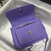 Chanel Mini Flap Bag Top Handle Grained Calfskin Purple 93749 19cm - 3