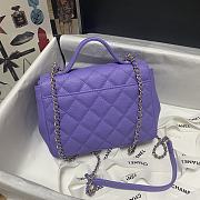 Chanel Mini Flap Bag Top Handle Grained Calfskin Purple 93749 19cm - 4