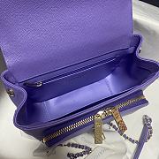 Chanel Mini Flap Bag Top Handle Grained Calfskin Purple 93749 19cm - 5