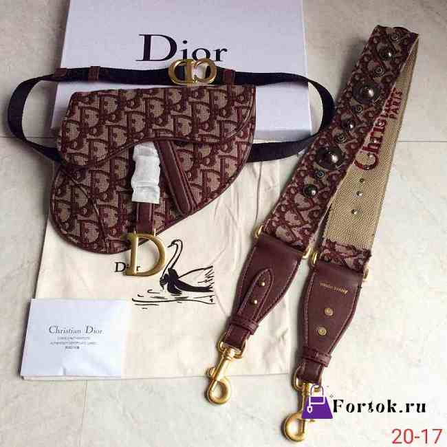 Dior Burgundy Oblique Shoulder Strap - 1