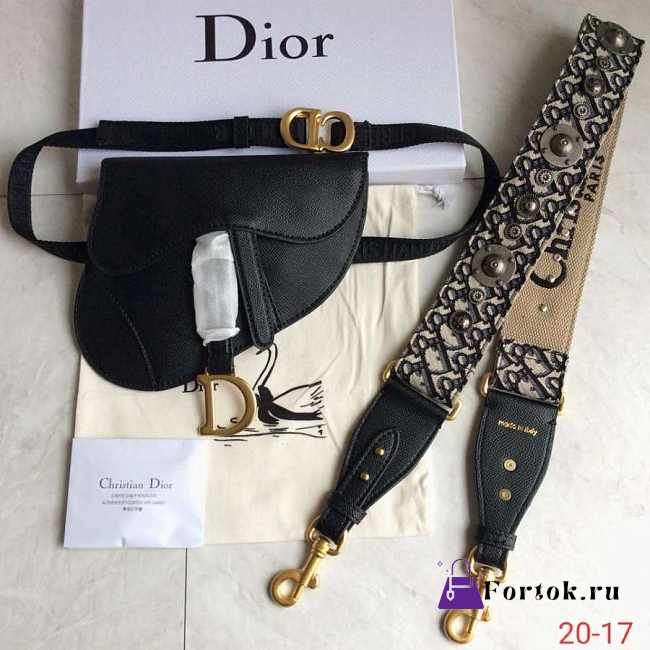 Dior Oblique Black Shoulder Strap - 1