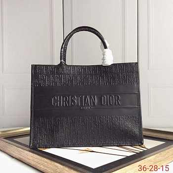 Dior book tote embossed leather black 36cm