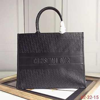 Dior book tote embossed leather black M1286 41.5cm