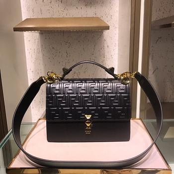 Fendi  Medium Flip Classic FF Embossed Handbag Black 1380008 25cm