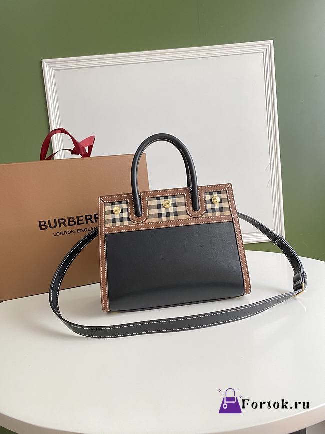 Burberry Title Vintage Black Check Small Tote Bag 26cm - 1