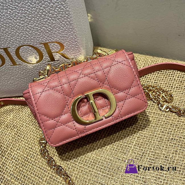 Dior caro CD buckle chain bag pink 14cm - 1