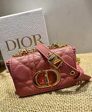 Dior caro CD buckle chain bag pink 14cm - 2