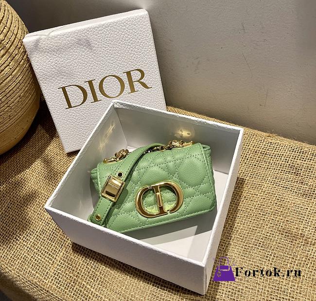 Dior caro CD buckle chain bag green 14cm - 1