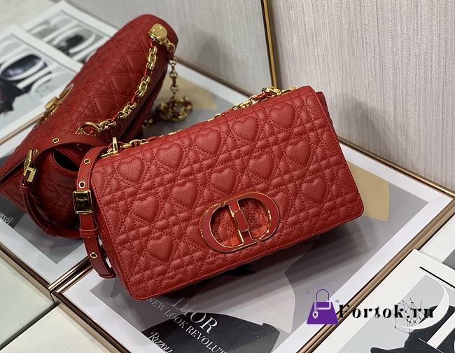 Dior caro CD buckle chain bag red 25cm - 1