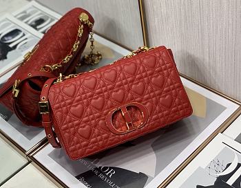 Dior caro CD buckle chain bag red 25cm