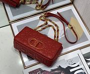 Dior caro CD buckle chain bag red 20cm - 5