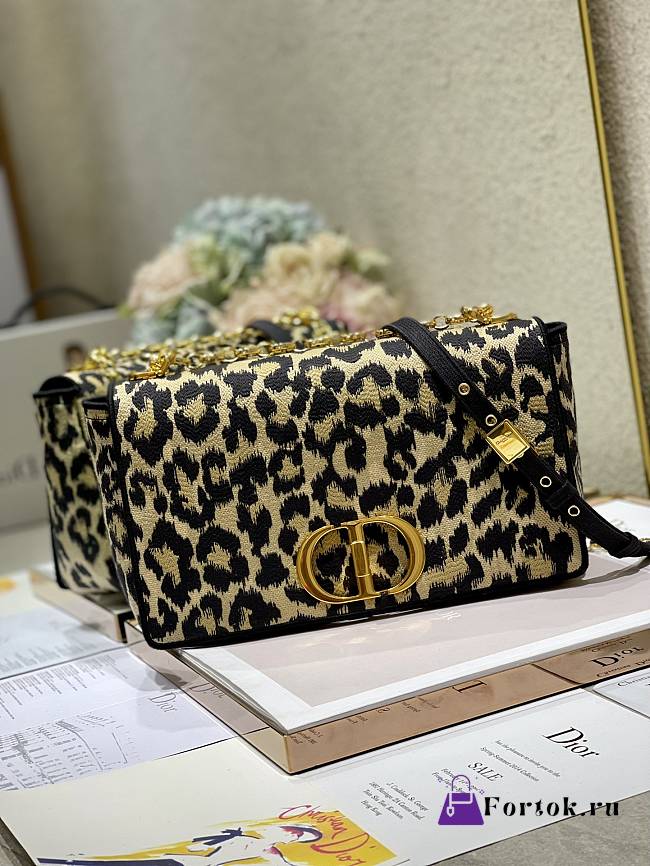 Dior caro CD buckle chain bag leo pard 28cm - 1