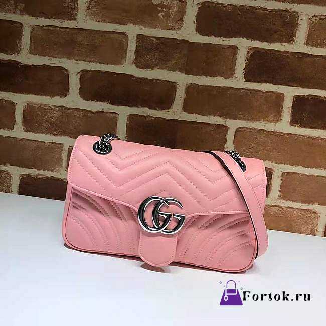 Gucci GG Marmont Matelassé Leather Pink 443497 26cm - 1