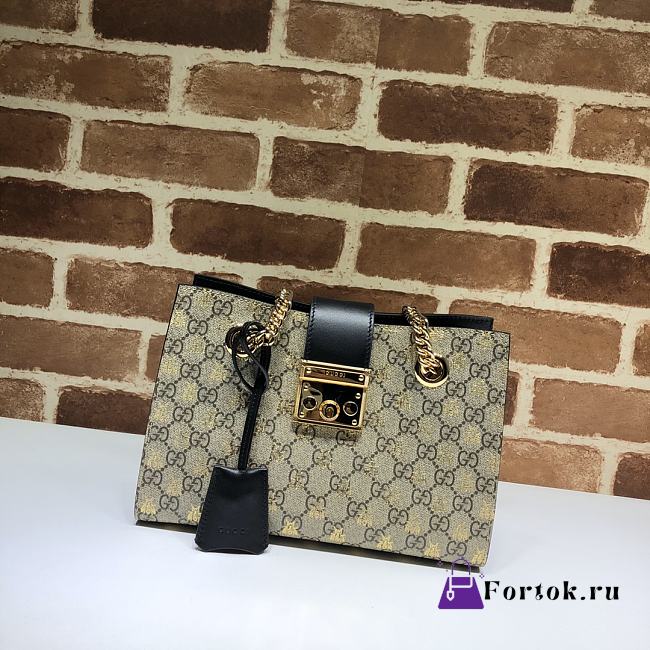 Gucci Padlock Monogram Flora Shoulder Bag GG 498156 26cm - 1