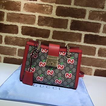 Gucci Padlock Monogram Flora Shoulder Bag GG Red Cherry 498156 26cm