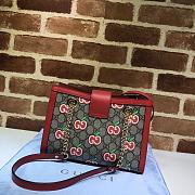 Gucci Padlock Monogram Flora Shoulder Bag GG Red Cherry 498156 26cm - 6