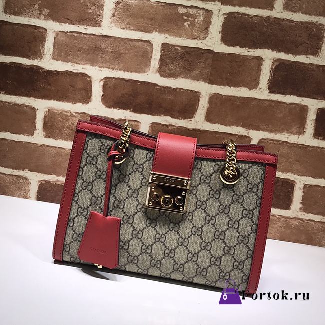 Gucci Padlock Monogram Flora Shoulder Bag GG Red 498156 26cm - 1