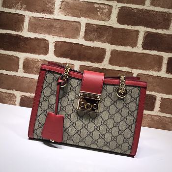 Gucci Padlock Monogram Flora Shoulder Bag GG Red 498156 26cm