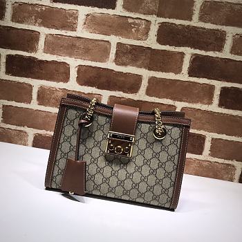 Gucci Padlock Monogram Flora Shoulder Bag GG Brown 498156 26cm