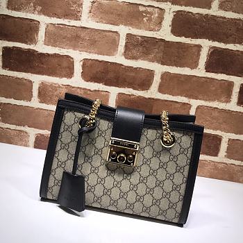 Gucci Padlock Monogram Flora Shoulder Bag GG Black 498156 26cm