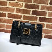 Gucci Padlock Monogram Flora Shoulder Bag GG Full Black Leather 498156 26cm - 1