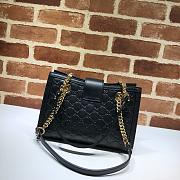 Gucci Padlock Monogram Flora Shoulder Bag GG Full Black Leather 498156 26cm - 6