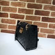 Gucci Padlock Monogram Flora Shoulder Bag GG Full Black Leather 498156 26cm - 2