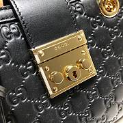 Gucci Padlock Monogram Flora Shoulder Bag GG Full Black Leather 498156 26cm - 3